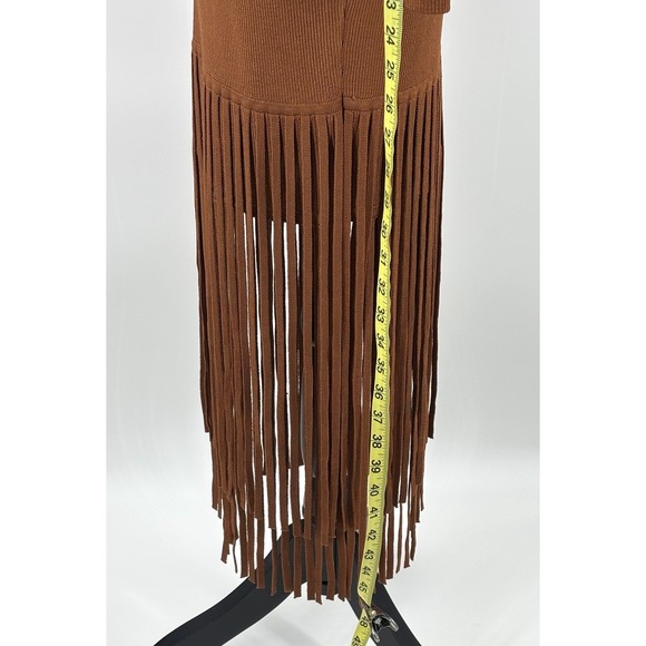 Toccin Mila Fringe Long Sleeve Midi Dress Size XS Bronze Knit Anthropologie NWT - Picture 8 of 12